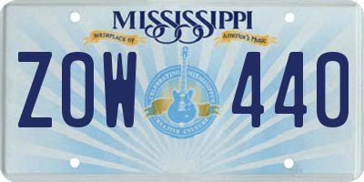 MS license plate ZOW440