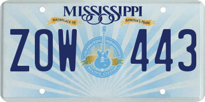 MS license plate ZOW443