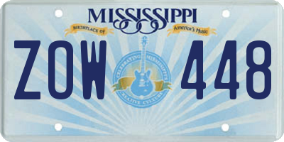 MS license plate ZOW448