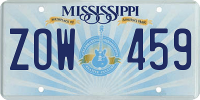 MS license plate ZOW459