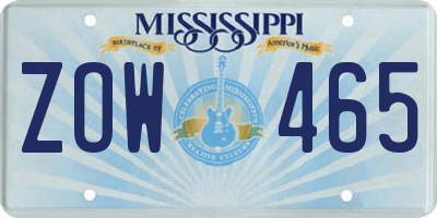 MS license plate ZOW465