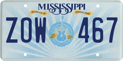 MS license plate ZOW467