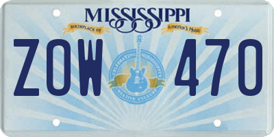 MS license plate ZOW470
