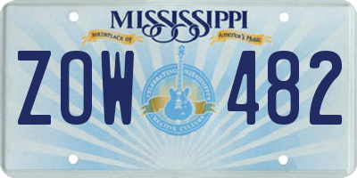 MS license plate ZOW482