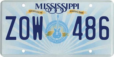 MS license plate ZOW486