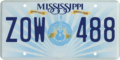 MS license plate ZOW488