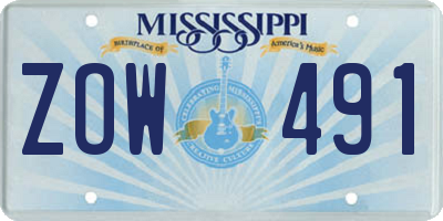 MS license plate ZOW491