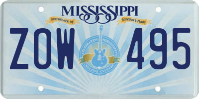 MS license plate ZOW495