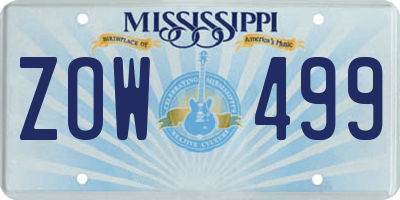 MS license plate ZOW499