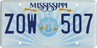 MS license plate ZOW507