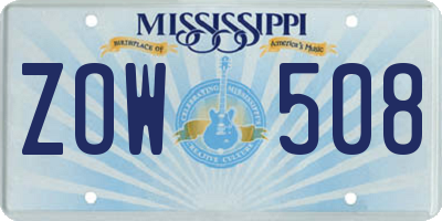 MS license plate ZOW508