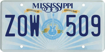 MS license plate ZOW509