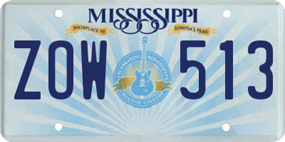 MS license plate ZOW513