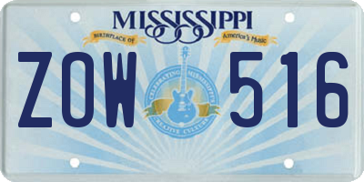 MS license plate ZOW516