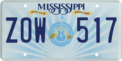 MS license plate ZOW517