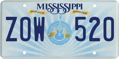 MS license plate ZOW520