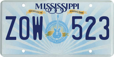 MS license plate ZOW523