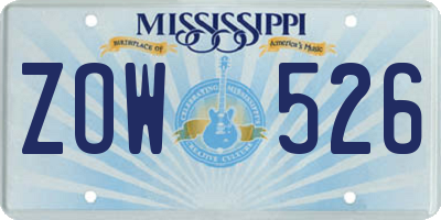 MS license plate ZOW526
