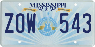 MS license plate ZOW543