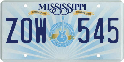MS license plate ZOW545