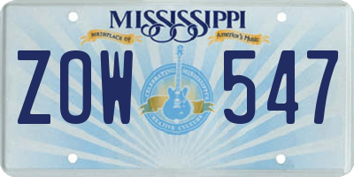 MS license plate ZOW547