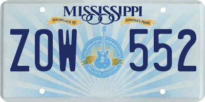 MS license plate ZOW552