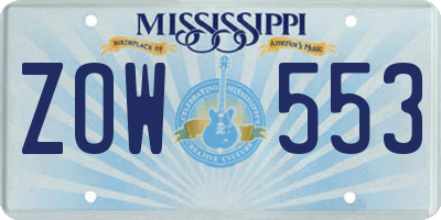 MS license plate ZOW553