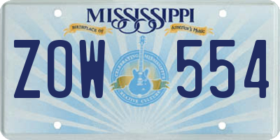 MS license plate ZOW554