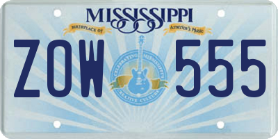 MS license plate ZOW555