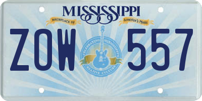 MS license plate ZOW557