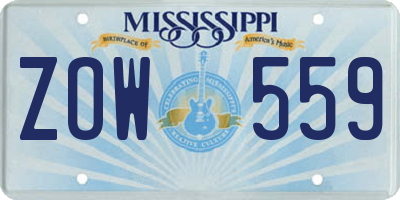 MS license plate ZOW559