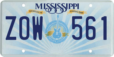 MS license plate ZOW561