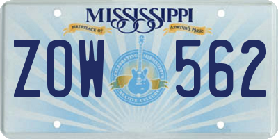 MS license plate ZOW562