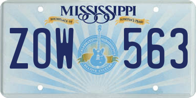 MS license plate ZOW563