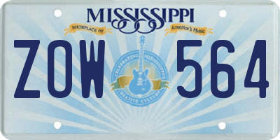 MS license plate ZOW564