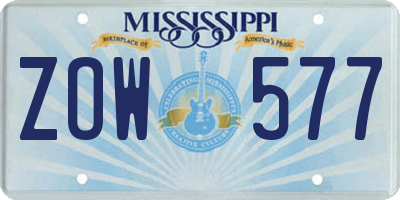 MS license plate ZOW577