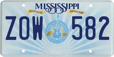 MS license plate ZOW582