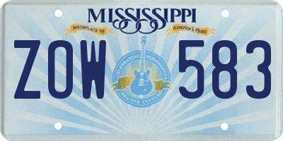 MS license plate ZOW583