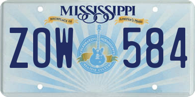 MS license plate ZOW584