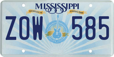MS license plate ZOW585
