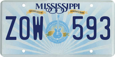 MS license plate ZOW593