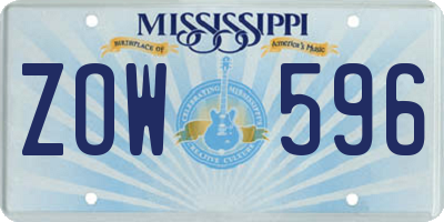 MS license plate ZOW596