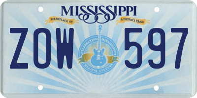 MS license plate ZOW597