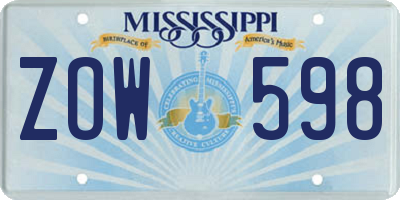 MS license plate ZOW598