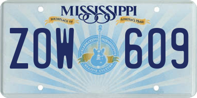 MS license plate ZOW609
