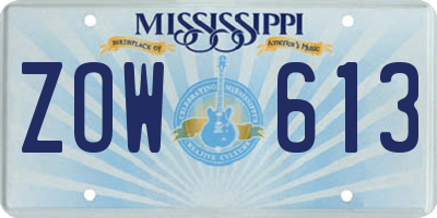 MS license plate ZOW613