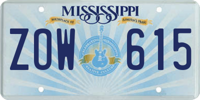 MS license plate ZOW615