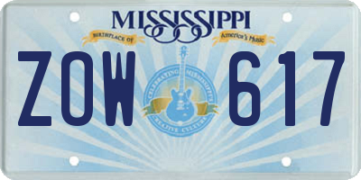 MS license plate ZOW617