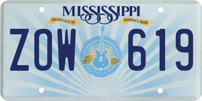 MS license plate ZOW619