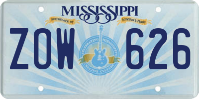 MS license plate ZOW626
